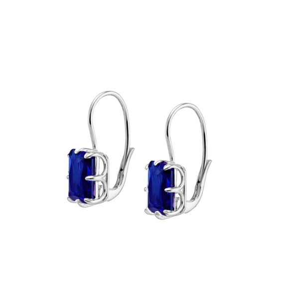 Dorsey Emile Earrings Lab Blue Sapphire Sterling Silver - Picture 2 of 7